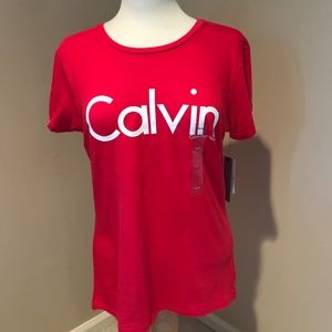 Red cotton Calvin tee shirt